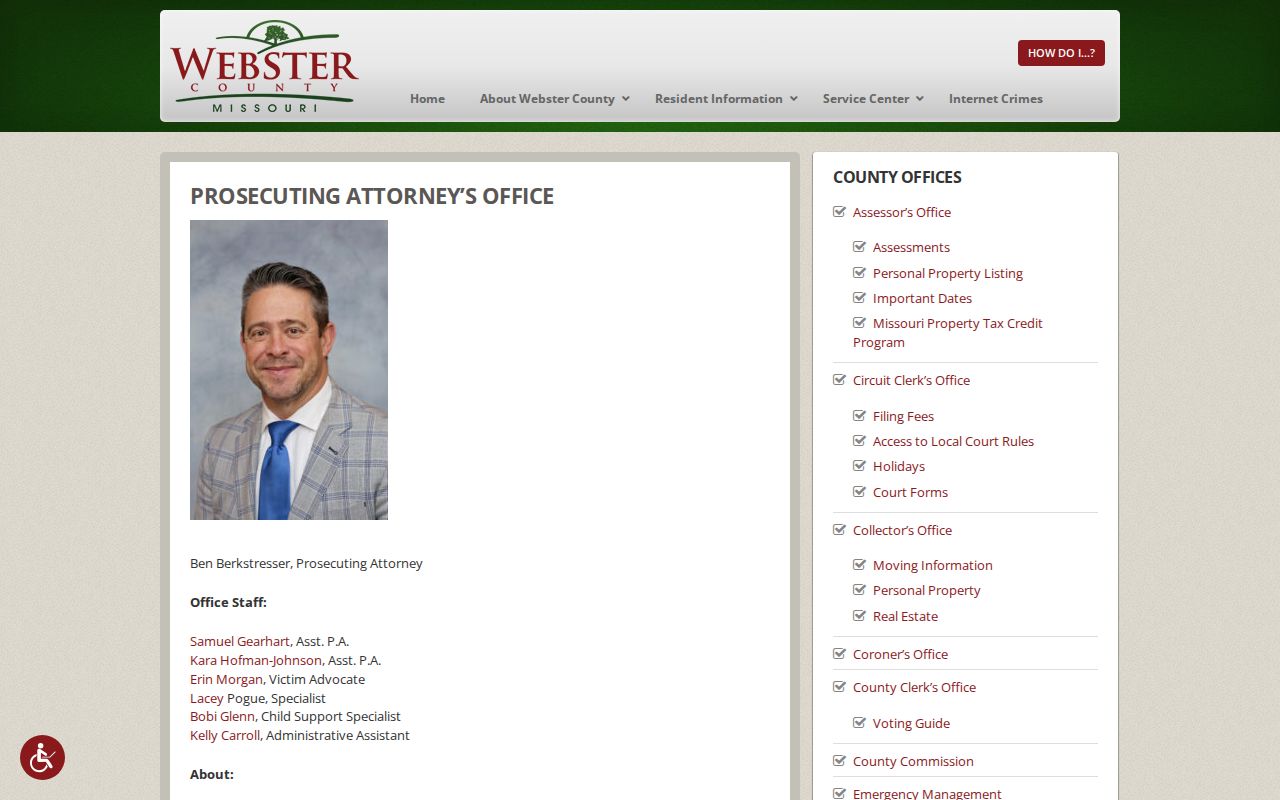 Webster County criminal court cases prosecuting attorney divisions
